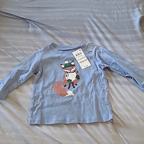 First Impressions Christmas long Sleve Shirt, Blue, Size 6-9 months. - Picture 2 of 5